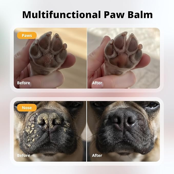 Silent Groom Pro Organic Pet Paw & Nose Balm | Natural Moisturizer for Dogs & Cats - Paws, Pads, Nose & Elbow | Lick Safe Cream with Coconut Oil & Beeswax | Anti-Dry Skin Relief & Protector | 2 Pack