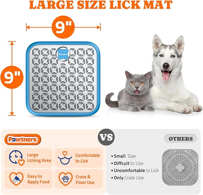 Pawtners Stainless Steel Lick Mat for Dogs & Cats, Chew Proof Dog Slow Feeder Mat for for Calm Feeding & Anxiety Relief, 2 Pack, Blue