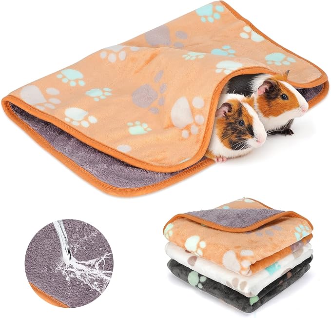 YUEPET 9Pcs Waterproof Guinea Pig Blankets Washable Small Animal Fleece Cage Liners Pet Soft Sleep Mat Pad Cover Warm Flannel Throw for Hamster Guinea Pig Rabbit Chinchilla Hedgehog Ferret