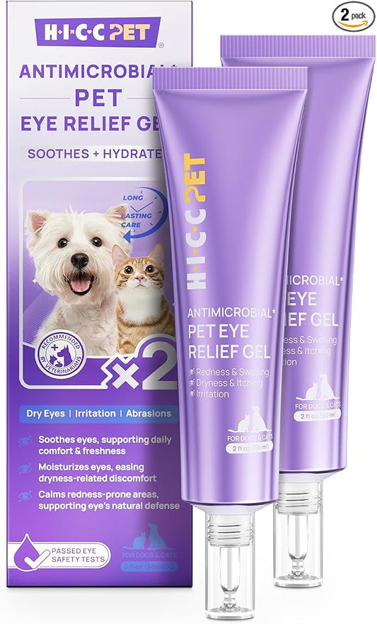 HICC PET Dog Eye Gel, Vet-Trusted Dog Eye Infection Treatment, Cat Eye Drops Wash, Soothes Irritation, Moisturizes Dry Eyes, Pet Eye Drops Ointment Alternative for Dogs, Cats, Horses. 4 fl oz