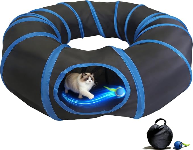 Interactive Cat Toys, Fast Rolling Toy Ball in Round Cat Tunnel, Automatic Cat Toy for Indoor Cats, Cat Hunting Toys for Indoor Cats