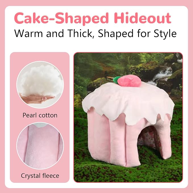 Guinea Pig Hideout, Warm Bunny House, Washable Winter Dwarf Rabbit Bed for Hamster, Chinchilla, Hedgehog,Ferret & Other Small Animals (Medium)