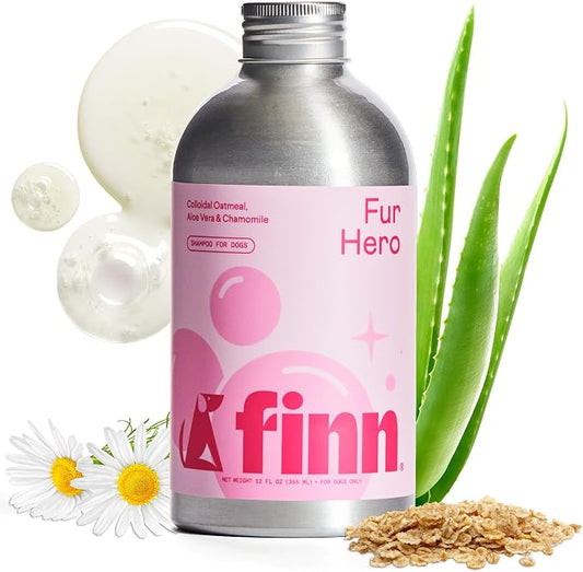 Fur Hero Oatmeal Dog Shampoo for Itchy Skin & Allergies - Soothing Relief w/Colloidal Oatmeal, Aloe & Chamomile - Zero Sulfates, Parabens or Perfumes
