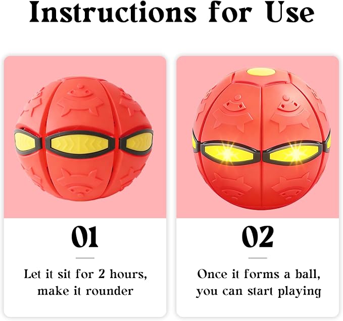 Magic Bouncing Pop Up Balls 3 Pack with 6 LED Lights for Dogs, Dual Form Meta Ball Transforming Design, Flying Saucer Ball Toy, Interactive Bouncy Balls for Pets