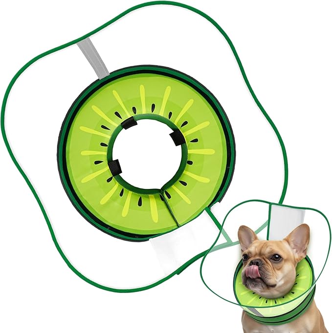 Sponge Dog Cone Collar, Dog Donut Collar After Surgery with Clear Shield, Adjustable Soft Cone for Dogs to Stop Licking-Comfy Cone for Large Medium Small Dogs (Kiwi,M)