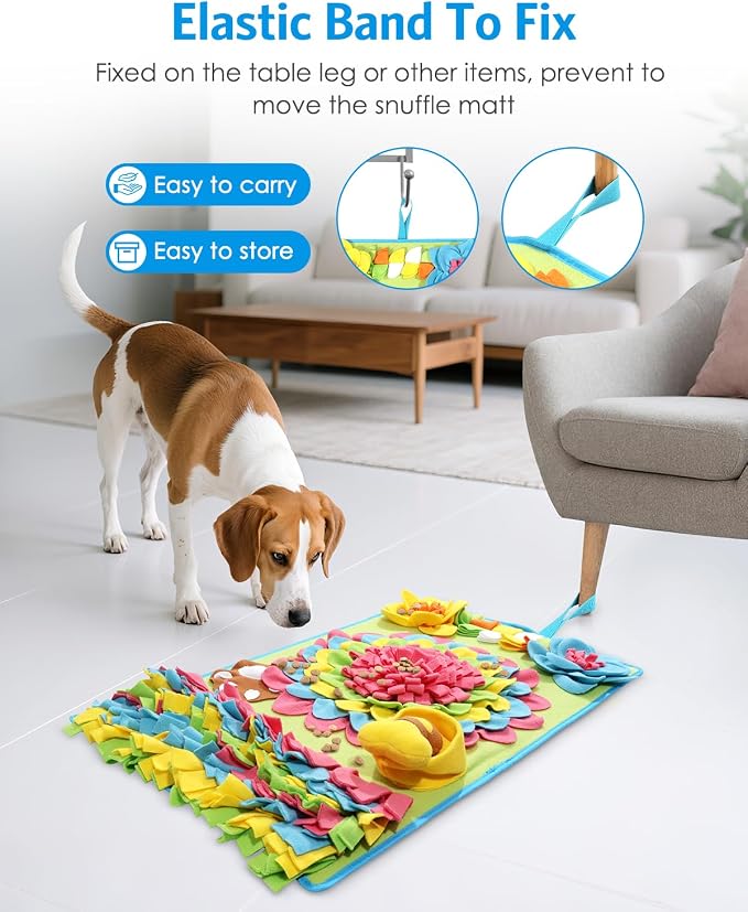 AMIR Upgrade Slow Feeder Mat for Dogs – Anti-Gobble & Anti-Anxiety Dog Food Mat, Snuffle Mat for Boredom Relief & Mental Stimulation, Works for All Breeds, Sizes & Ages