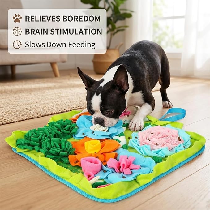 Heavy-Duty Snuffle Mat for Dogs, 19.7" Non-Slip Foraging Mat with Table-Fixing Straps, Interactive Dog Puzzle Toy for Slow Feeding, Mental Enrichment for Large & Small Dogs