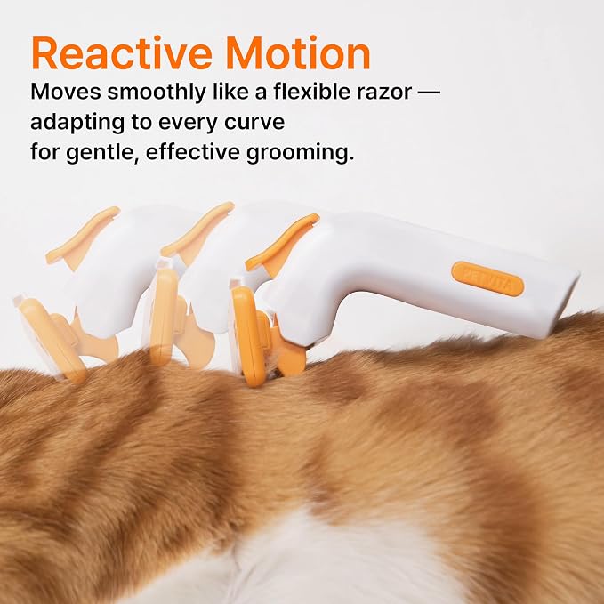 PETVITA Self Cleaning Deshedding Brush - Smart Grooming Tool with Stainless Steel Blade for Small Pets & Short Hair