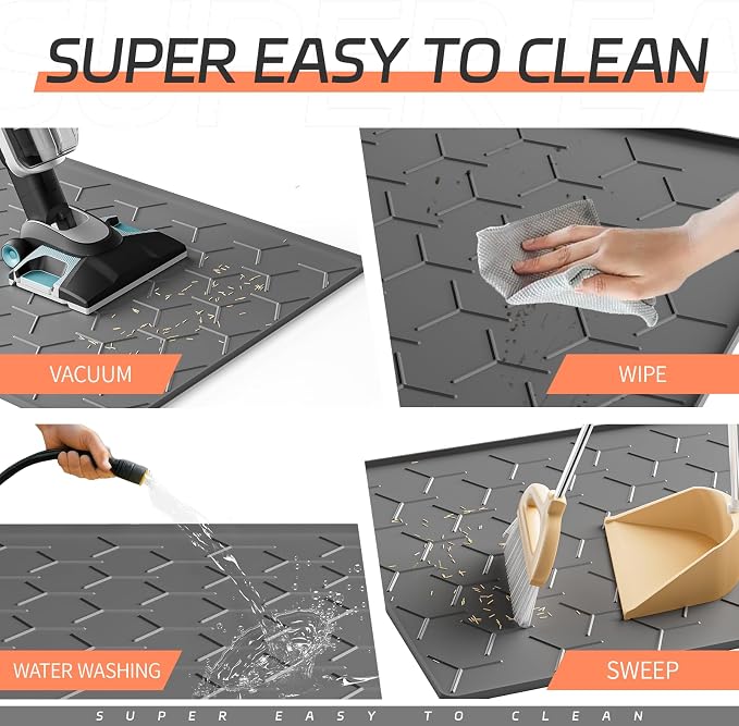 Bulkniu Large Silicone Cat Litter Mat, Waterproof/Urineproof, Litter Recycling, Easy to Clean, Soft on Kitty Paws (22"X34"-Dark Grey)