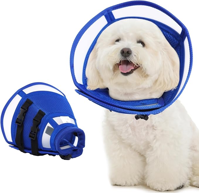 Dog Recovery Collars & Cones, Small Dog Cone, Blue, S | Adjustable Dog Soft Cone, Stop Licking Wounds After Surgery & Skin Disease, Lightweight, Comfortable Elizabethan Collar