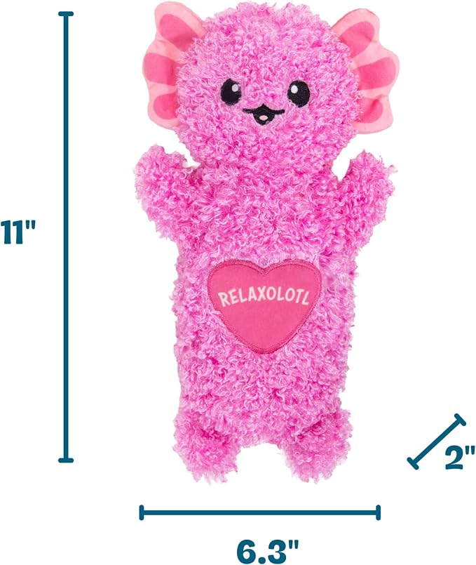 Comfort Plush Dog Toy with Microwavable Buckwheat Heat Pouch, Ultra-Soft Calming Cuddle Companion for Puppies & Dogs, Axolotl, 11”