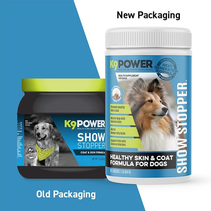 K9Power Show Stopper – Awarded #1 Dog Skin & Coat Product – Supports Allergy Relief, Itchy Skin, Shedding, Dull Coat – Salmon Oil, Collagen, Kelp, Zinc, Probiotics, Beet Juice, Vitamin C