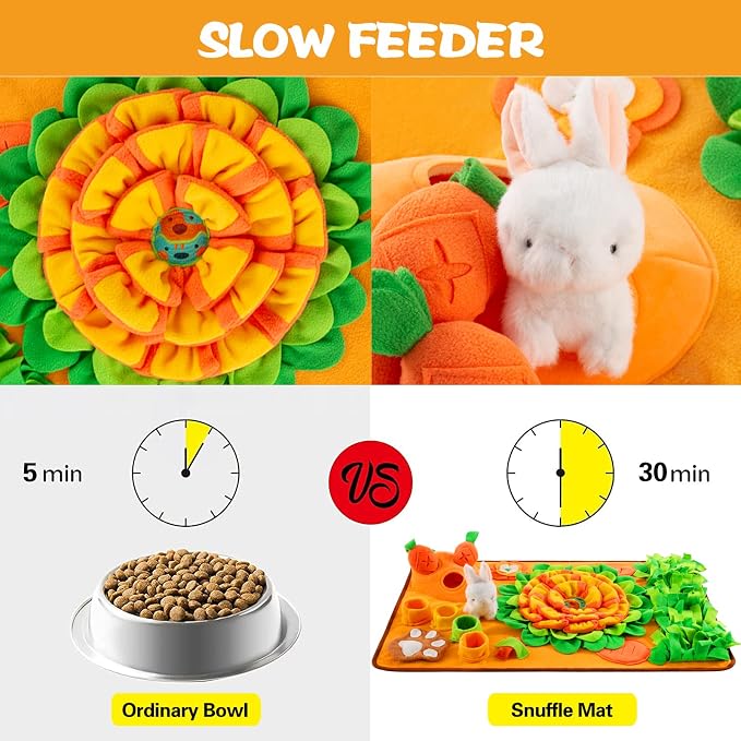Pet Snuffle Mat for Dogs Sniff Mat Nosework Feeding Mat Slow Feeder Interactive Dog Puzzle Toys for Training and Stress Relief Encourages Natural Foraging Skills (29.5''x18.9'')