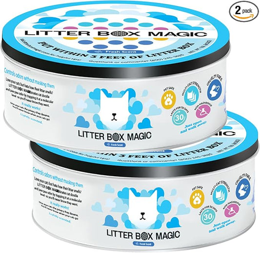 Litter Box Magic Cat Litter Deodorizer (Fresh Scent, 16 Oz, Pack of 2) – Premium Cat Litter Odor Eliminator Gel Jar | Cat Odor & Stain Removers, Urine Odor Eliminator & Pooping Deodorizer, Non Toxic