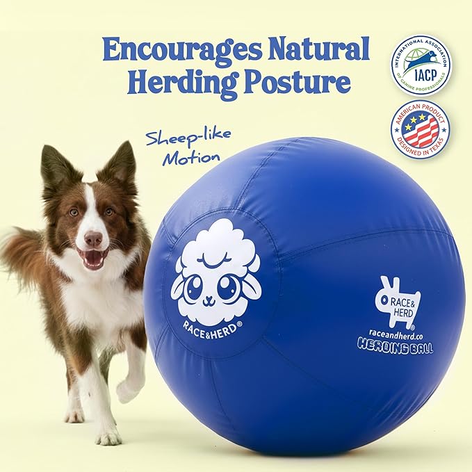Race&Herd 22" Original XXL Herding Ball for Dogs - Herding Toys, Giant Dog Ball for Australian Shepherds, Border Collies - Durable Dog Outdoor Training Toy for Small & Medium Breeds (Ocean)