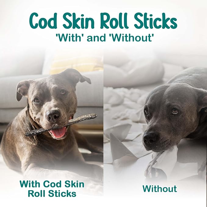 Ocean Tides Cod Skins for Dogs and Cats 32 Oz - Icelandic Atlantic Fish Skin Treats, Dried Lean Crunch Sticks Chews, Single Ingredient Healthy Treat for Dogs, Crunch Fish Sticks for Puppies and Cats