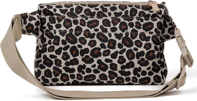 Cleverpup Walk & Train 2-in-1 Dog Walking Bag - Hands-Free Training Crossbody Sling & Fanny Pack with Treat Pouch, Poop Bag Holder, Phone Pockets - Adjustable Waist or Shoulder Strap - Leopard