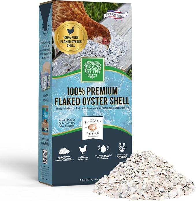 Small Pet Select - 5lb, 100% Flaked Oyster Shell, Calcium Supplement for Chickens, and Ducks