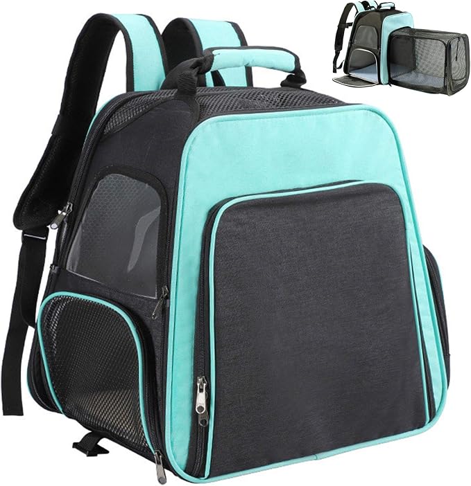 Pet Carrier Backpack,Dog Cat Carrier Backpack,Expandable with Breathable Mesh for Small Dogs Cats, Puppies,Airline-Approved for Hiking Travel Camping Outdoor Hold Pets Up to 22 Lbs