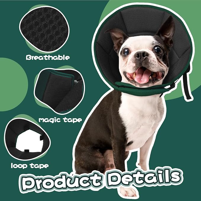 Allroaring Adjustable Dog Cone for Spay, Comfy Recovery Collar Green XL | Breathable & Lightweight; Soft Fabric; Wound Healing & Stitches; Chewing Deterrent; Foldable; Extra Long; Protect Furniture