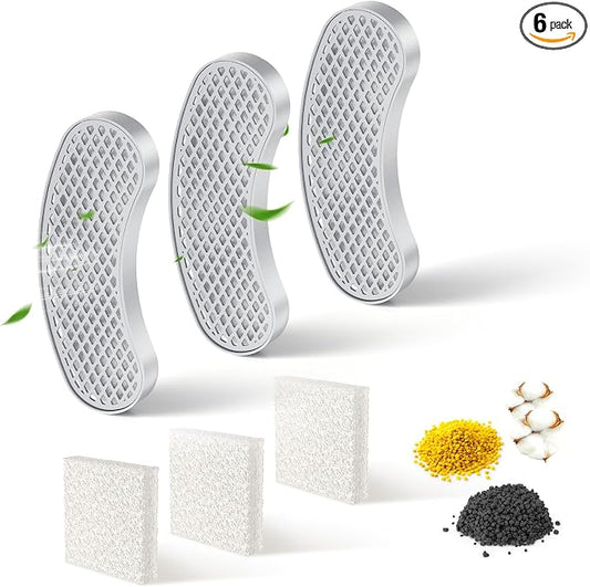 3-Pack Cat Water Fountain Filters Replacement & Sponges, 2~3 Months Using Time, Updated 6-Layers Filttration, Compatible with Petlipo Cat Fountains (3 Filters+3 Sponges)