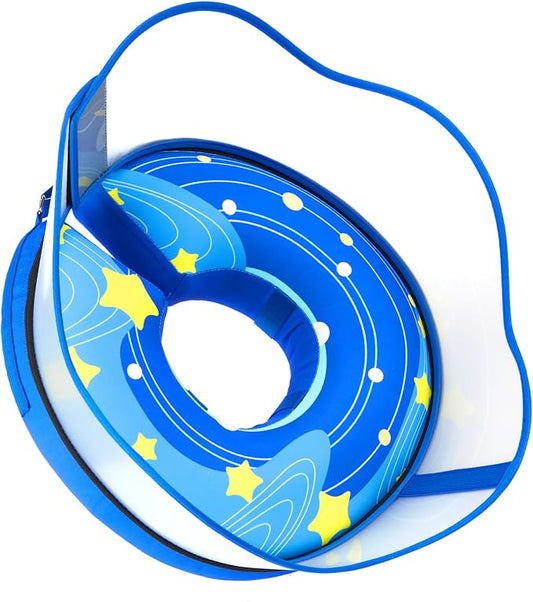 Inflatable Dog Donut Collar with Removable Clear Protective Shield, Soft Pet Recovery E-Collar for Dogs After Surgery, Adjustable Dogs Cone Collar to Prevent Licking Biting Scratching (Blue, X-Large)