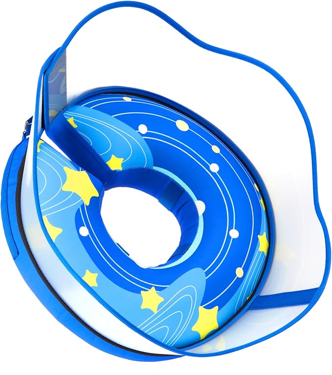 Inflatable Dog Cone Collar with Removable Clear Protective Shield, Soft Pet Recovery E-Collar for Dogs After Surgery, Adjustable Elizabethan Collar to Prevent Licking Biting Scratching (Blue, Large)