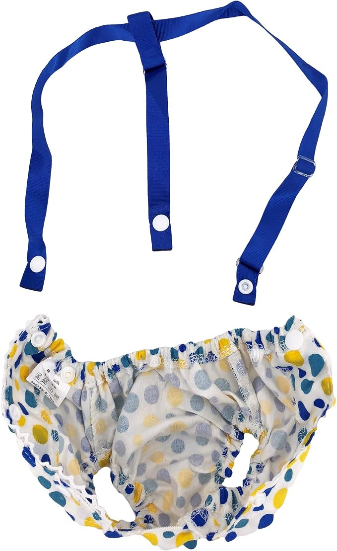 Female Dog Diaper with Suspenders Reusable Washable for Small Dog Breeds (RED, XSmall: Waist 7" - 10")