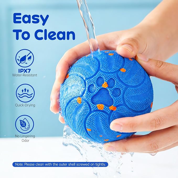 Smart Interactive Dog Toys, Colorful Led Lights, Blue | Upgraded Chew-Resistant E-TPU, Auto-Bounce & Rotating, Obstacle Avoidance, IPX7 Waterproof