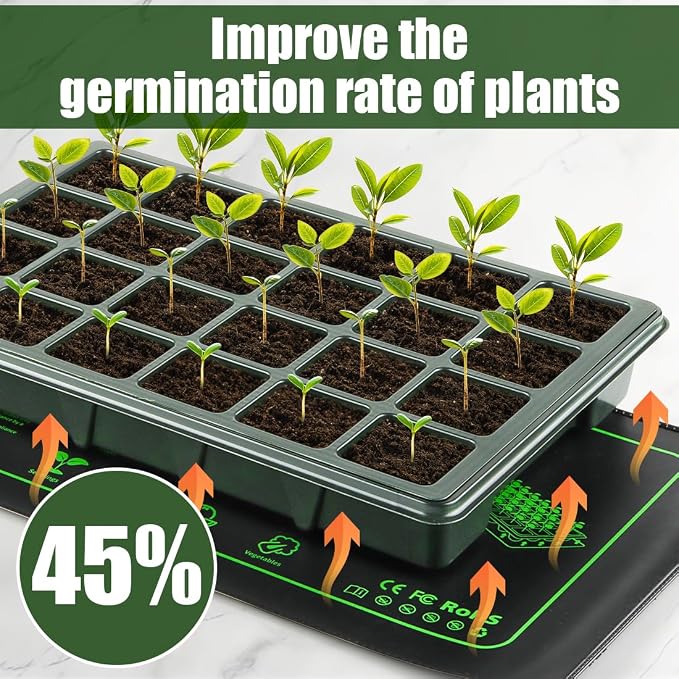 4 Pack Seedling Heat Mat for Plants Seed Starting, Waterproof 10"x 20" Warming Mat Plant Heating Pad for Seed Germination, Indoor Growing, Hydroponic, Greenhouse
