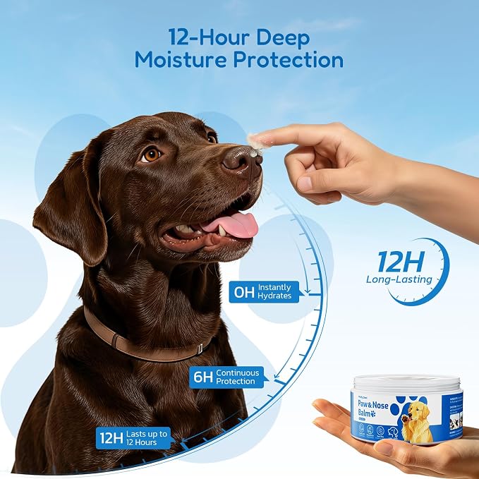 Lick Safe Dog Paw & Nose Balm - All Natural Moisturizing Wax with Coconut Oil & Shea Butter, Soothes Dry Cracked Paws & Snout, Heat & Cold Pavement Protection, 8.82 Oz Nose Butter
