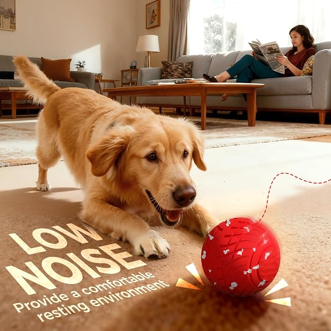 Diman Interactive Dog Ball Toys: Moving Dog Toys, Bouncing Dog Ball, Keeps Dogs Entertained & Active, E-TPU Waterproof, 3.2 inch (Red)