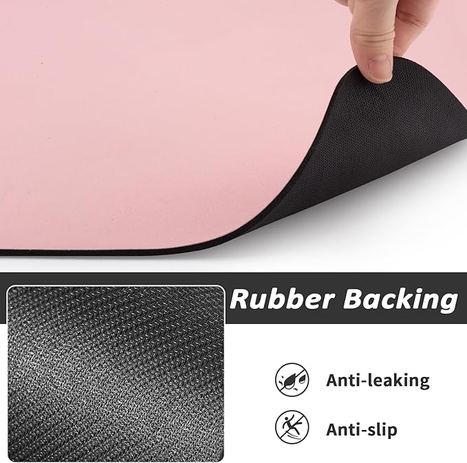HotLive Dog Food Mat - Absorbent Cat Mat for Food and Water, No Stains Pet Feeding Bowl Mat, Easy to Clean Pet Placemats, Quick Dry Dog Water Dispenser Mat for Messy Drinkers | Pink 12"x 19"