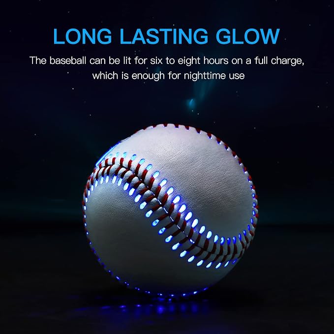 Glow in The Dark Baseball - Rechargeable LED Light Up Ball with 6 Color Changing Modes | Regulation Size & Weight for Kids, Teens, Adults & Baseball Fans