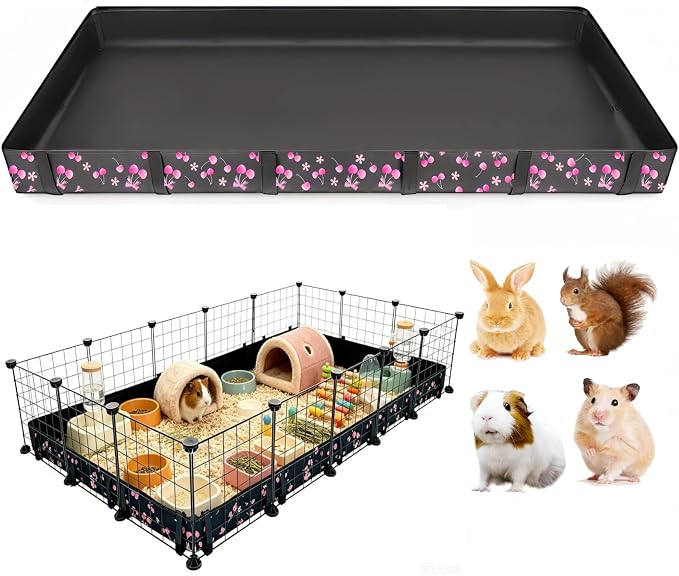 DZWLKJ Guinea Pig Cage Liner,Washable Tarp Bottom Base,Cherry Graphic,36"x60", Reusable for Rabbit, Chinchilla, Hedgehog, Ferret & Other Small Animals.