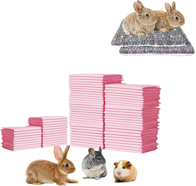2 Pcs Guinea Pig Bed Mat Washable, Rabbit Winter Bed Pad for Indoor, Warm Small Animal Bed Mattres & Rabbit Pee Pads, Pet Toilet/ Potty Training Pads, Super Absorbent Guinea Pig Disposable Diaper