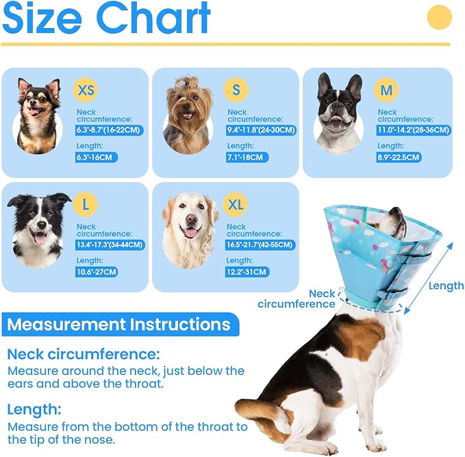 Allroaring Dog Cone, Soft Dog Cone Collar to Stop Licking, Adjustable Cones for Large Dogs, Comfy Pet Recovery Collars & Cones Alternative for After Surgery Wound Healing, Blue XL
