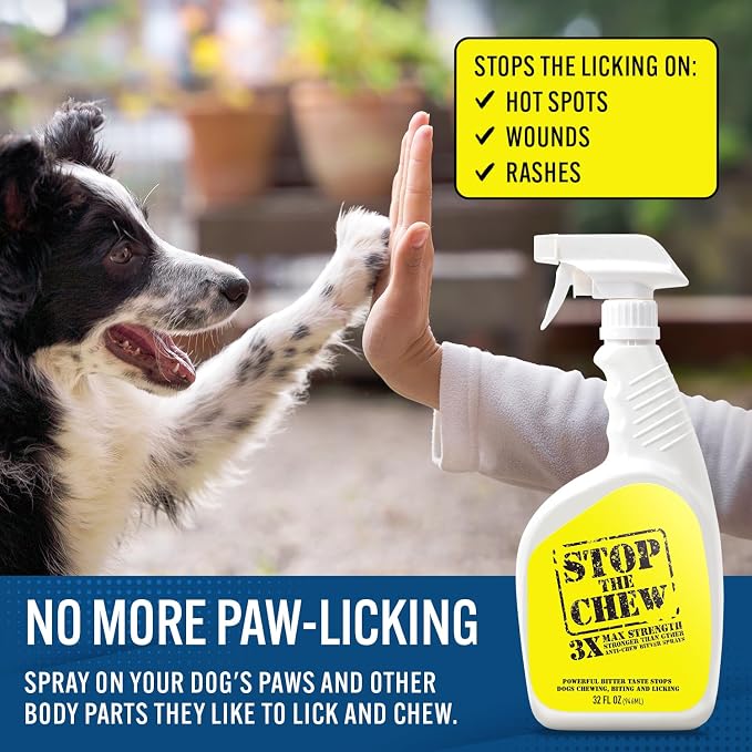 EBPP Stop the Chew 3X Strength Anti Chew Spray for Dogs - No Chew Spray for Puppies - Alcohol Free Dog Deterrent Spray - Bitter Spray for Dogs to Stop Chewing - Powerful No Chew Spray for Dogs - 32oz