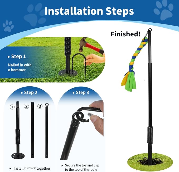 Outdoor Dog Toy,Interactive Dog Toys Outside Tug of War Dog Toy Interactive Exercise Game for Small Medium Large Dogs in Yard Park Playground Play Equipment