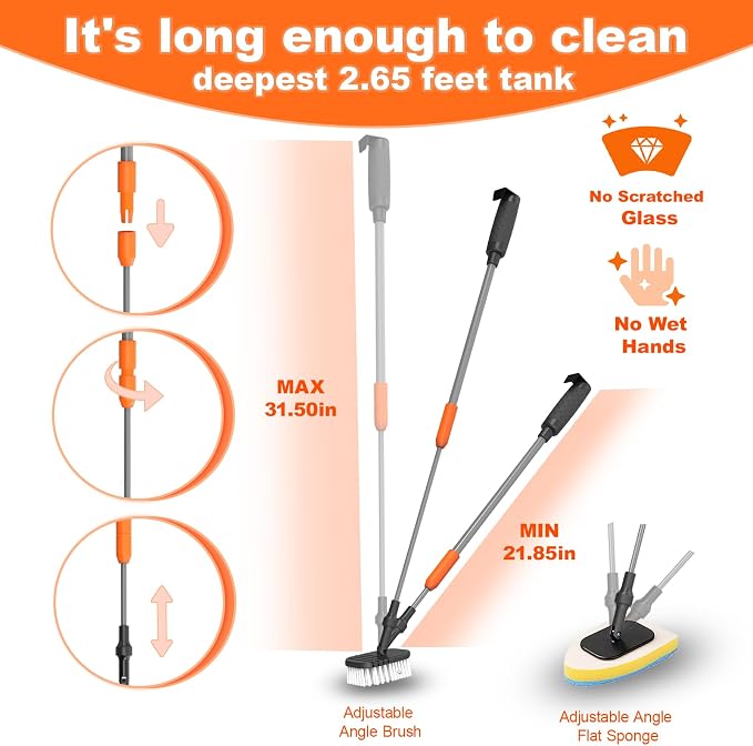 SEAOURA 7-in-1 Aquarium Cleaning Tool and Aquariums Magnetic Cleaner with Thermometer
