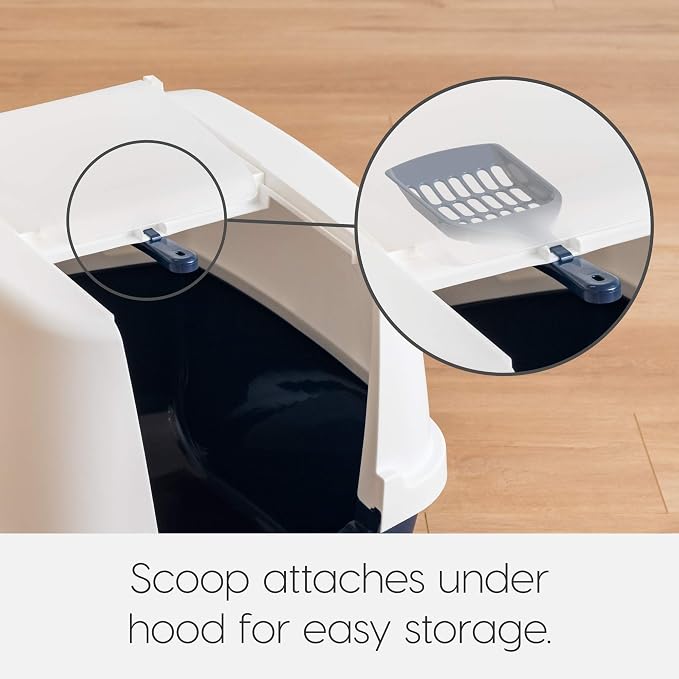 IRIS USA Jumbo and Corner Cat Litter Box with Scoop Set, 2 Pack, Navy