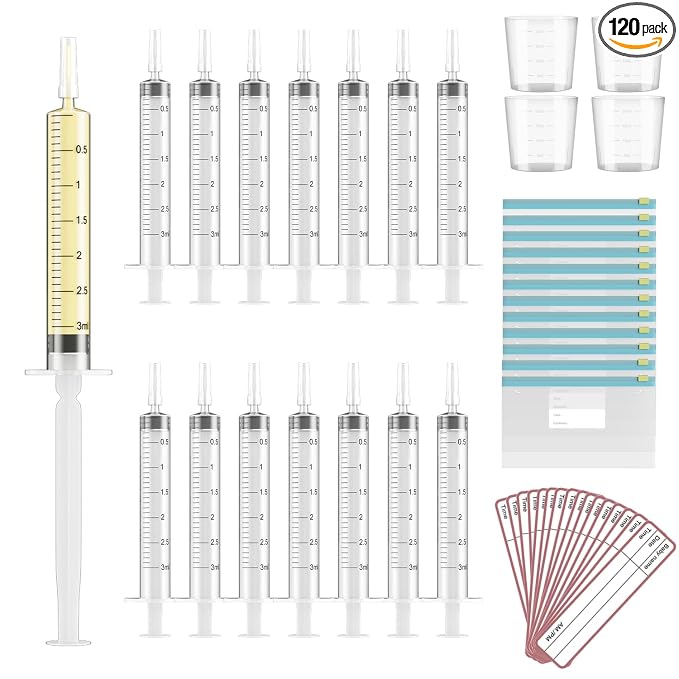 120 Sets 3ml Colostrum Collector Kit Include No Needle Colostrum Syringes with Caps 1mlx120, Stickerx120, 20ml Measuring Cupx4, Ziplock Storage Bagx12 for Breastmilk Collector