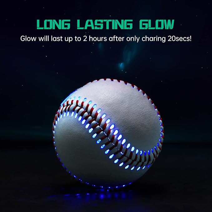 Glow in The Dark Baseball - Rechargeable LED Light Up Ball with 6 Color Changing Modes | Regulation Size & Weight for Kids, Teens, Adults & Baseball Fans