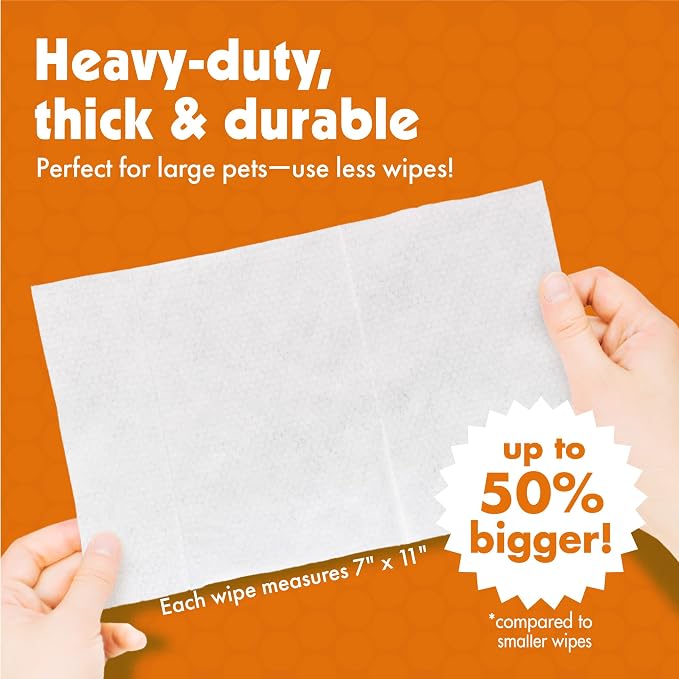 Petkin Big N' Thick Paw Wipes for Dogs, 200 Large Wipes - Clean Dirty Paws After Walks, with Paw Balm Protectant - Keep Floors and Furniture Clean - Ideal for Home or Travel - 2 Packs of 100 Wipes