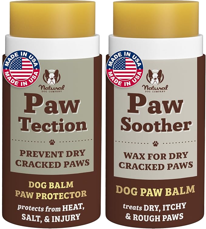 Natural Dog Company PAWDICURE Bundle, Paw Soother + PawTection Dog Paw Balms, Protect and Heal Dry, Cracked Dog Paw Pads, Organic, All Natural Ingredients, 2oz Sticks