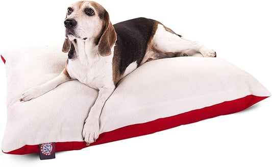 Majestic Pet Rectangle Medium Dog Bed Washable – Removable Slipcover Pet Bed – Dog Crate Bed Super Value Pillow Dog Bed – Dog Kennel Bed for Sleeping - Dog Bed Medium Breed 30 x 40 Inch – Red