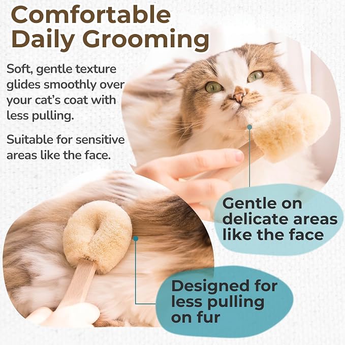 Wablade Cat Brush 7.5 Inch, Gentle Grooming Brush for Sensitive Cats & Kittens – Soft Grooming & Massage, Gently Removes Loose Surface Fur (Not a Deshedding Tool), Sisal, Made in Japan (Type-A)