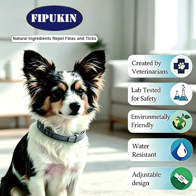 Natural & Safe Flea and Tick Collar for Small Dogs, 4 * 8 Months Protection, Waterproof, 13.8 inch, One Size Fits All, Free Comb and Tick Removal Tool (4-Pack)