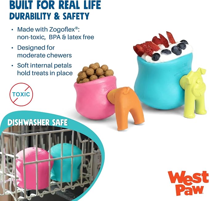 WEST PAW Zogoflex Toppl Interactive Treat Dispensing Puzzle Dog Toy for Mental Stimulation & Enrichment-Holds Kibble & Treats-Lickable, Freezable & Dishwasher Safe-Made in USA-XL-Teal