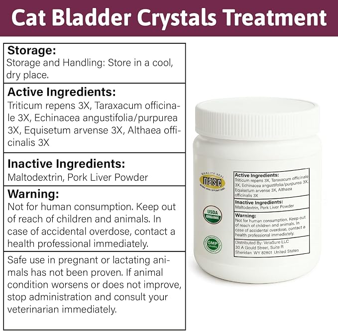 Cat Bladder Crystals Treatment, Urinary Tract Support Cat UTI Treatment, Natural Herbal Formula Supplement for Dogs, Homeopathy Powder Formula, 100g